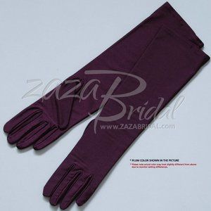 15.5″ Long 4-Way Stretch Matte Finish Satin Dress Gloves 8BL - Plum